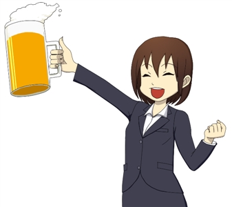 ビールで乾杯!楽しそうな女の子